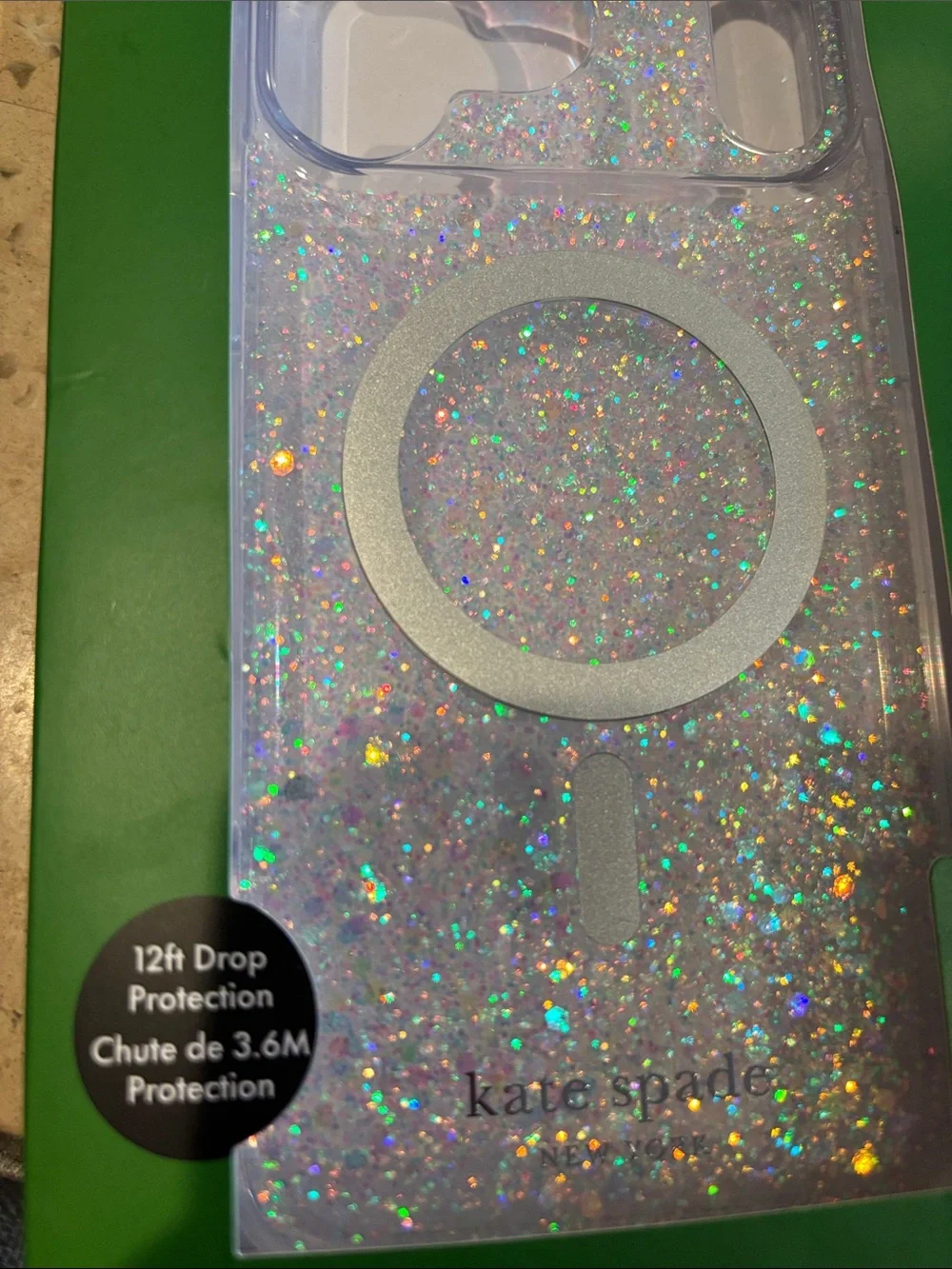 Kate Spade New Sparkle MagSafe Compatible Clear Glitter Phone Case - White